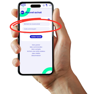 Saisie du montant de l’achat avec code commerçant prérempli après scan du QR code